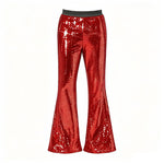 Elastic-waist Sequined Wide Leg Pants Stage Performance Party Trousers
