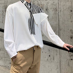 Striped Stitching Long-sleeved Shirt