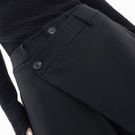 Asymmetrical Layer Button Baggy Wide Leg Pants