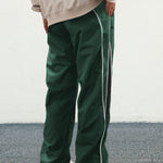 KZZ Men's Letter Patchwork Side Stripe Drawstring Waist Pants