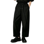 Black Loose-Fit Straight-Leg Drawstring Pants