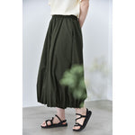 Women's Japanese Lightweight Pleated Hem Cropped Wide-leg Pants
