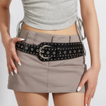 Punk-style studded belt with snap buckle