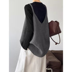 V-neck Loose Sleeveless Knitted Vest