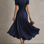 Adriana™ | Vintage Striped Satin Midi Dress