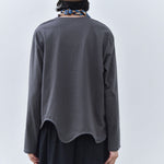Women's Wavy Hem Casual Round Neck Shirt