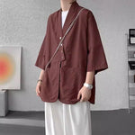 Diagonally Buttoned Loose Cardigan Shirt