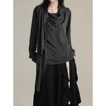 Asymmetrical Ribbon Long Sleeves T-Shirt