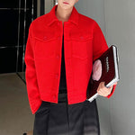 Solid Color Cropped Knit Jacket