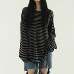 Loose-fitting Casual Striped Long-sleeved Shirt