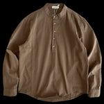 Heavyweight Japanese-style Henley Collar Long-sleeved Shirt