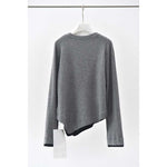 Women's Color-blocked Patchwork Faux Two-piece Pointed Hem Thin Sweater