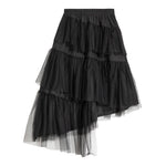 Women's Asymmetric Hem Elastic Waist Puffy Tulle Skirt