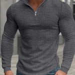 KZZ Men's Regular Fit Plain Half Zip Up Sweatshirt