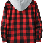 KZZ Plaid Patchwork Button Front Hooded Jacket