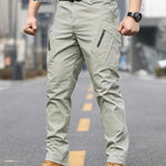 KZZ Men's Solid Color Flap Pocket Zipper Fly Cargo Pants without Belt Accessories