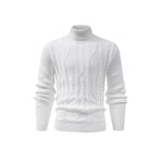 KZZ Men's Textured Drop Shoulder Turtle Neck Sweater Long Sleeve Knitwear