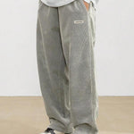 KZZ Unisex Loose Solid Patched Drawstring Waist Pants