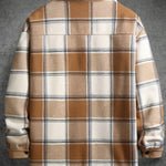 KZZ Men's Plaid Fleece Lined Shirt Jacket Colorblock Pattern