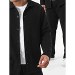 KZZ Men's Casual Outdoor Solid Color Long Sleeve Shirt and Pants Set