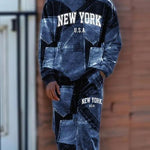 KZZ Men's Fall Winter Hooded Sweatshirt & Pants Set