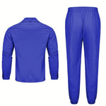 KZZ Men's Solid Button Pocket Lapel Neck Jacket & Drawstring Waist Cargo Pant Set