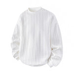 KZZ Men's Cable Knit Pattern Round Neck Sweatshirt