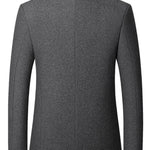 KZZ Men's Solid Color Overcoat, Elegant, Casual, Comfortable Long-Sleeved Button-Down Jacket