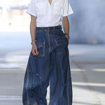 【24-hour shipping out】Casual Loose Graffiti Multi-Pocket Jeans