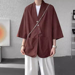 Diagonally Buttoned Loose Cardigan Shirt
