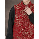Auspicious Cloud Pattern Jacquard Stand-up Collar Vest