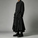 Japanese Loose Asymmetrical multi-layered Shirt and Skirt-Pants Two-piece Set