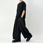 Japanese Elastic-waist Casual Cropped Wide-leg Pants