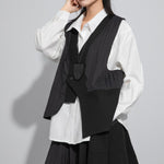 Asymmetrical Black Loose Vest