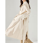 Breathable Long Lightweight Linen Rayon Draped Trench Coat