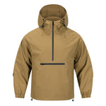KZZ Men's Solid Color Half Zip Pocket Hooded Jacket