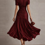 Adriana™ | Vintage Striped Satin Midi Dress