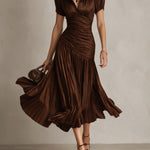 Adriana™ | Vintage Striped Satin Midi Dress