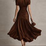 Adriana™ | Vintage Striped Satin Midi Dress