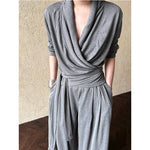 Irregular One-shoulder Waisted Pleated Top Wide-leg Pants Two-piece Set