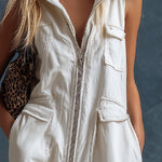 Stylish Silhouette White Denim Sleeveless Jumpsuit