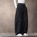 Women's Heavyweight Loose Cross Front Denim Kimono Cardigan Lantern Pants Two-piece Set