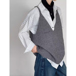 V-neck Loose Sleeveless Knitted Vest
