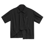 Women's Asymmetric Paneled Short Sleeve Designer Shirt