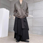 Solid Color V Neck Raglan Sleeve Sweatshirt