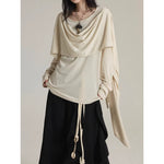 Asymmetrical Ribbon Long Sleeves T-Shirt