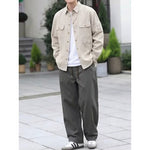 Casual Wide-Leg Cotton Workwear Trousers