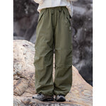 Winter Fleece-lined Drawstring Waterproof Pants