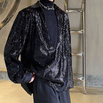Vintage Deep V-neck Sequined Shirt