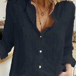 Casual Solid Button Shirt Collar Blouse